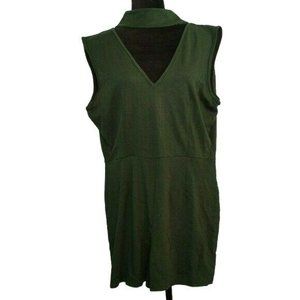 Shorts Romper Green Choker V Neck Size L Available by Angela Fashions